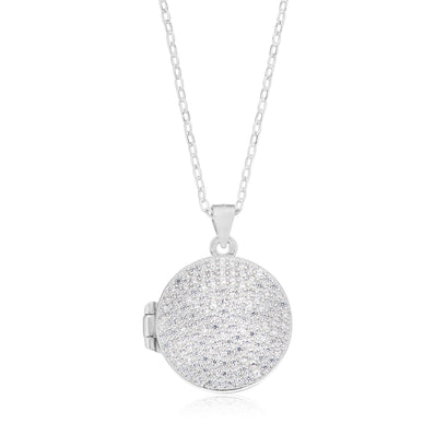 Sterling Silver with White Cubic Zirconia Locket