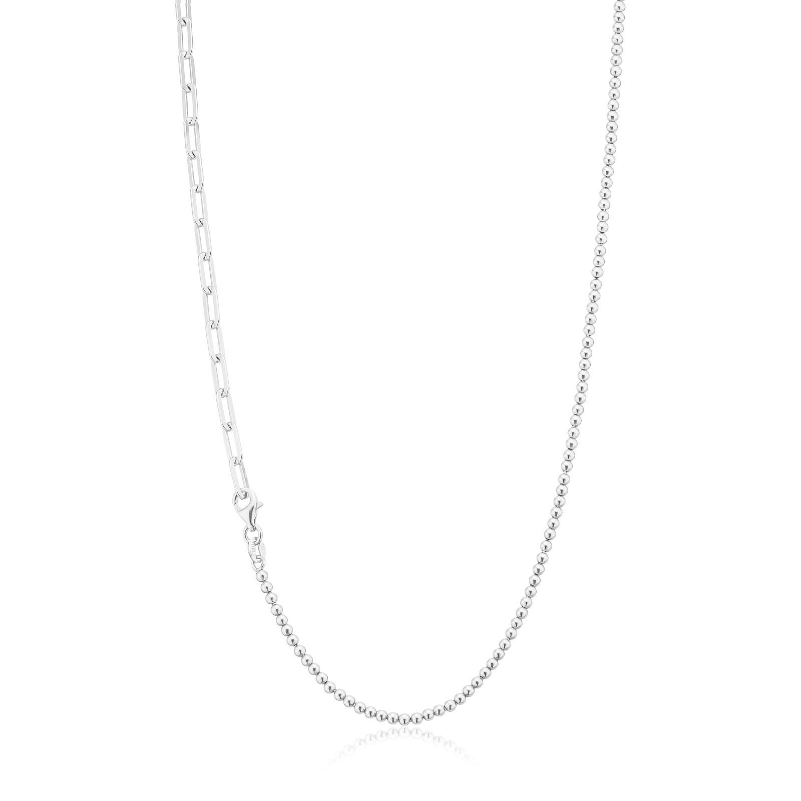 Sterling Silver 45cm Ball Long Curb Necklace