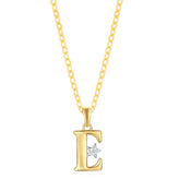 9ct Yellow Gold with Round Brilliant Cut Diamond Set Initial Pendant