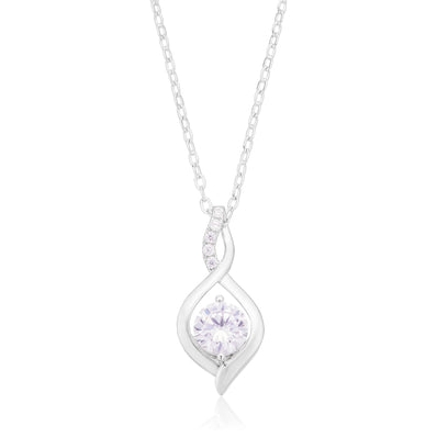 Sterling Silver with Round Brilliant Cut White Cubic Zirconia Pendant