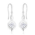 Sterling Silver with Round Brilliant Cut White Cubic Zirconia Drop Earrings