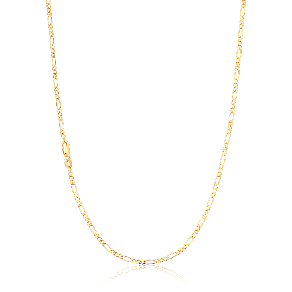9ct Yellow Gold Silver Filled 50cm 1:3 Figaro Chain