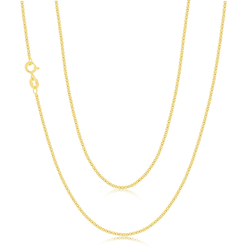 9ct Yellow Gold Silver Filled 50cm Box Chain