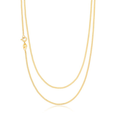9ct Yellow Gold Silver Filled 45cm Curb 40 Gauge Chain
