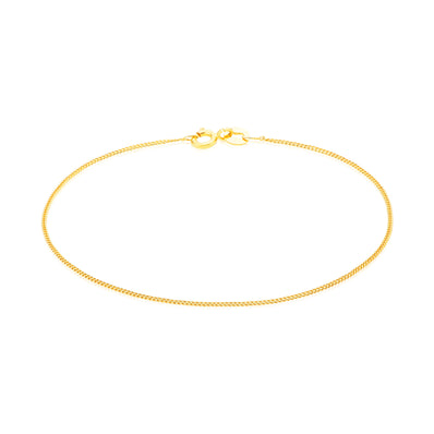 9ct Yellow Gold Silver Filled 19cm 30 Gauge Curb Bracelet