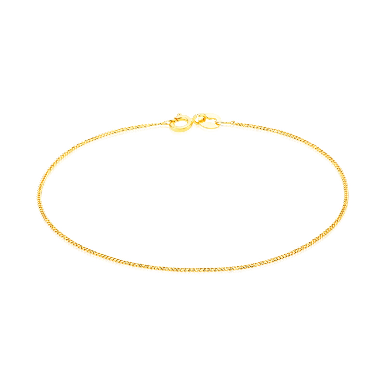 9ct Yellow Gold Silver Filled 19cm 30 Gauge Curb Bracelet