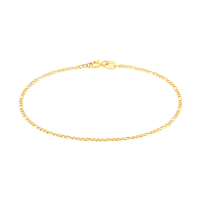 9ct Yellow Gold Silver Filled 25cm 1:3 Figaro 40 Gauge Anklet