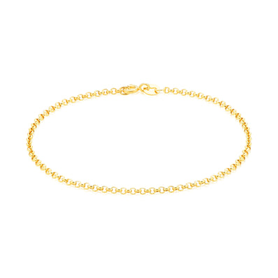 9ct Yellow Gold Silver Filled 27cm Round Belcher 50 Gauge Anklet