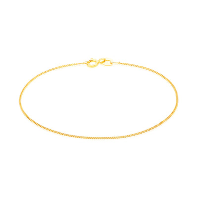 9ct Yellow Gold Silver Filled 25cm Curb 30g Anklet