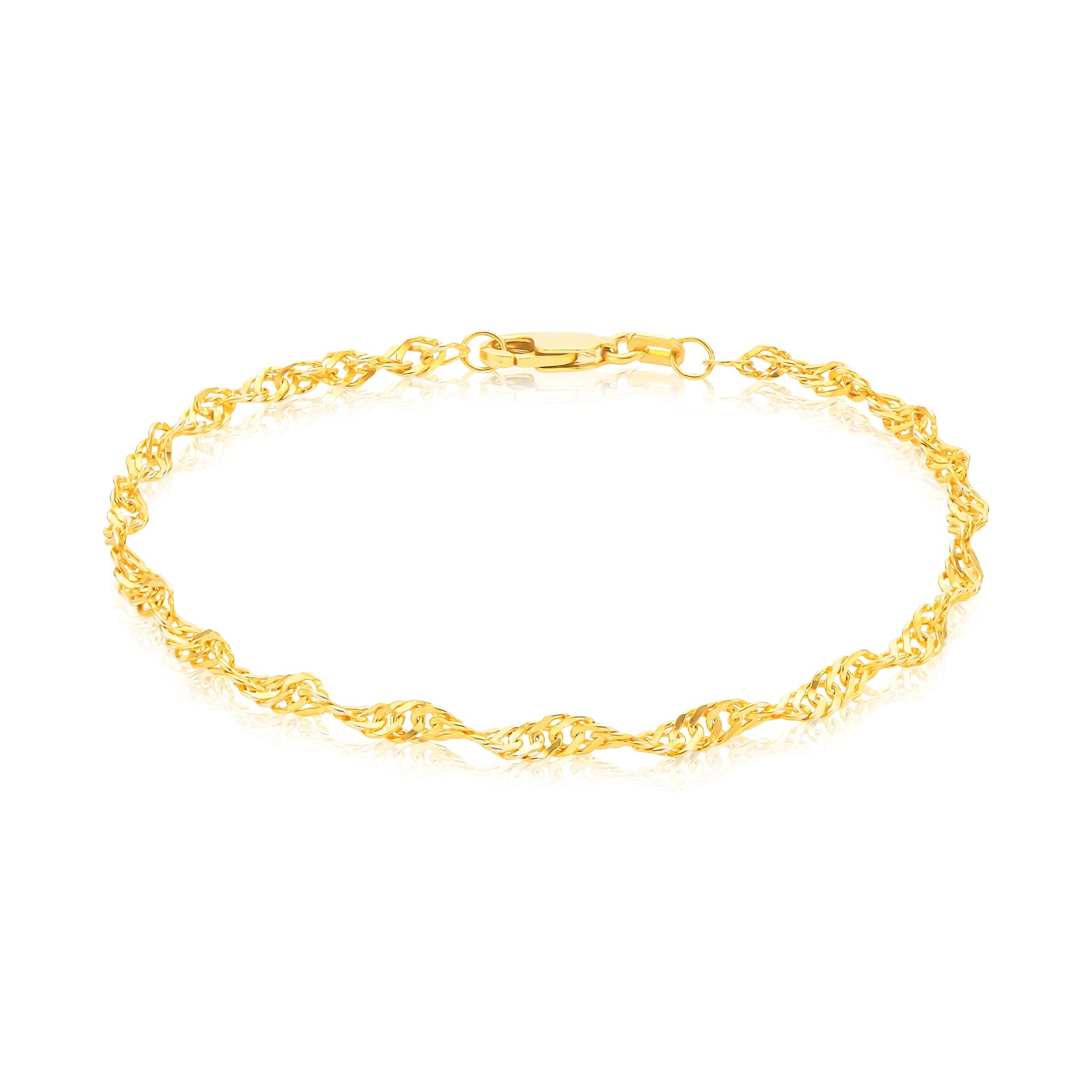9ct Yellow Gold Silver Filled 19cm 50 Gauge Singapore Bracelet