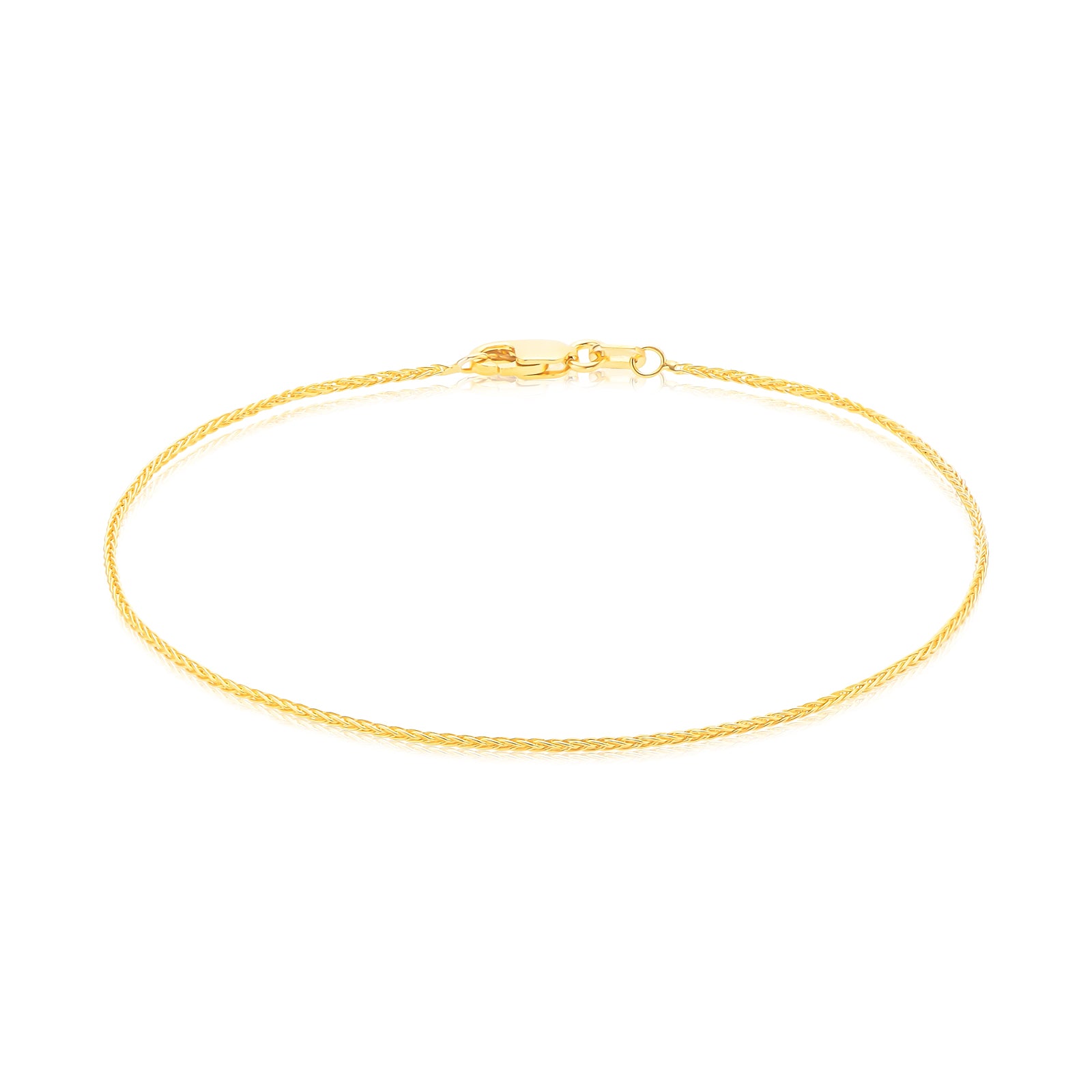 9ct Yellow Gold Silver Filled 19cm 25 Gauge Foxtail Chain