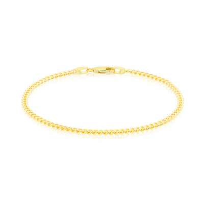 9ct Yellow Gold Silver Filled 19cm Curb Bracelet
