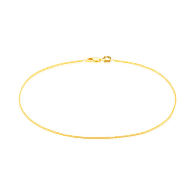 9ct Yellow Gold Silver Filled 25cm Foxtail 25 Gauge Anklet