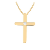 Celebration 9ct Yellow Gold Round Cut 0.14 Carat tw Lab Grown Diamond Cross Pendant