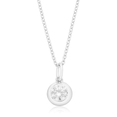 Sterling Silver with 5.5mm Round Brilliant Cut Cubic Zirconia Necklace