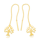 9ct Yellow Gold Tree of Life Drop Earrings