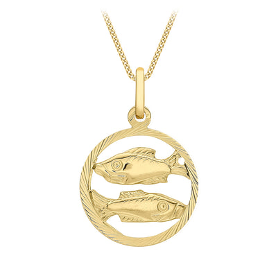 9ct Yellow Gold Pisces Zodiac Pendant