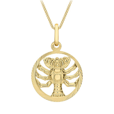 9ct Yellow Gold Cancer Zodiac Pendant