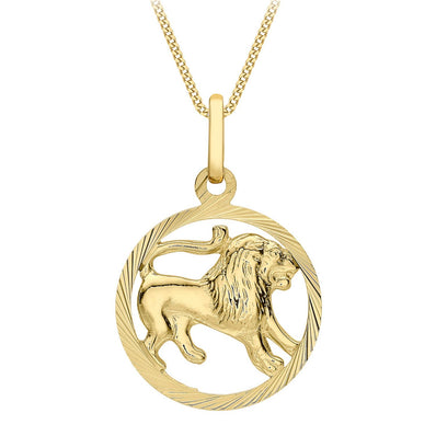 9ct Yellow Gold Leo Zodiac Pendant