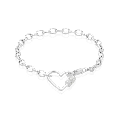 Sterling Silver 19cm Heart Charm Necklace
