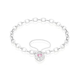 Sterling Silver 19cm Pink Cubic Zirconia Bracelet