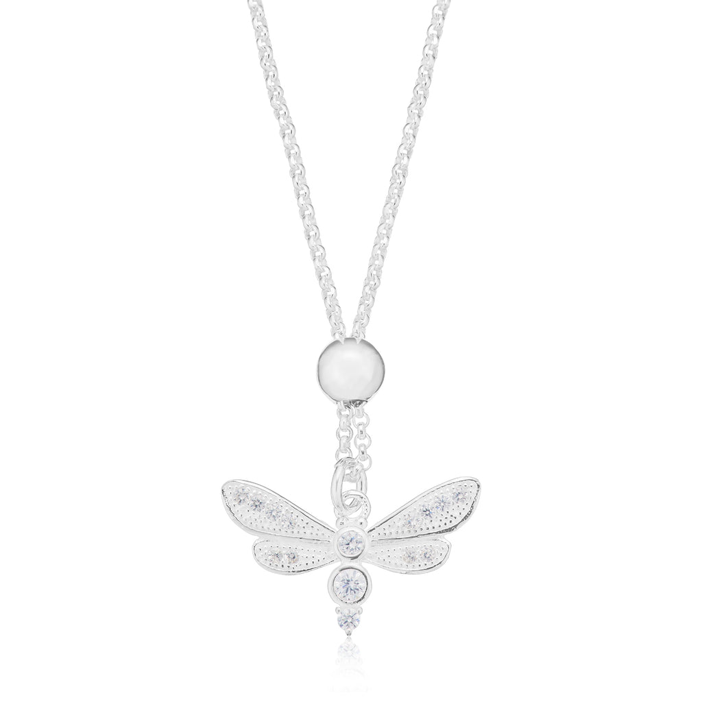 Sterling Silver Round Cut 45cm White Cubic Zirconia Butterfly Necklace