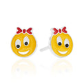 Sterling Silver Enamel Smiley Face Children's Stud Earrings