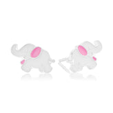 Sterling Silver Enamel Elephant Children's Earrings