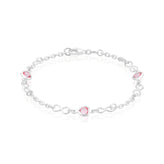 Sterling Silver 19cm Pink Cubic Zirconia Infinity Bracelet