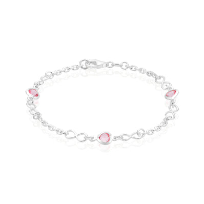 Sterling Silver 19cm Pink Cubic Zirconia Infinity Bracelet