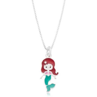 Sterling Silver 40cm Enamel Mermaid Children's Pendant