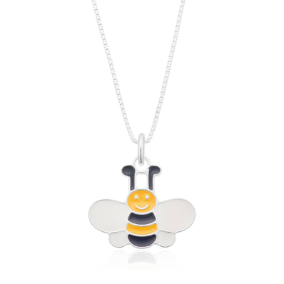 Sterling Silver 40cm Enamel Bee Children's Pendant