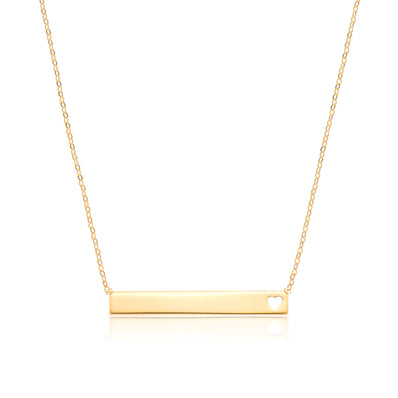 9ct Yellow Gold 45cm Bar Heart Cutout Necklace