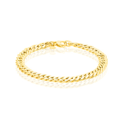9ct Yellow Gold 21cm Curb Double Hollow Bracelet