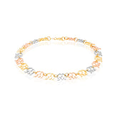 9ct Rose, White and Yellow Gold 19cm Elephant Bracelet