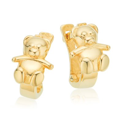9ct Yellow Gold Teddy Bear Huggie Earrings