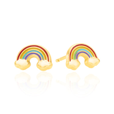 9ct Yellow Gold Children's Enamel Rainbow Stud Earrings