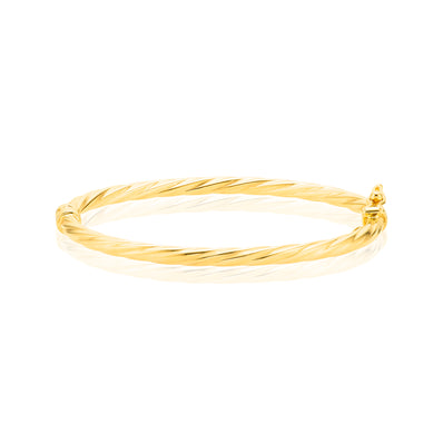 9ct yellow Gold Twist Hinge Bangle Children's Bracelet
