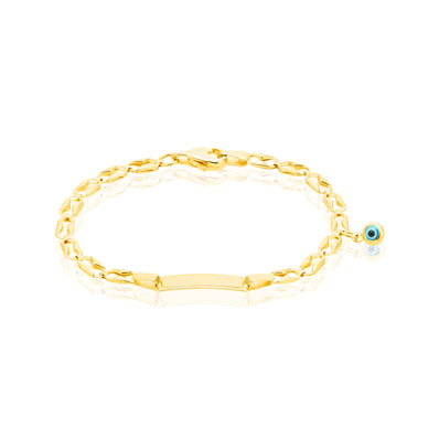 9ct Yellow Gold Silver Filled 15cm Children's Evil Eye ID Bracelet