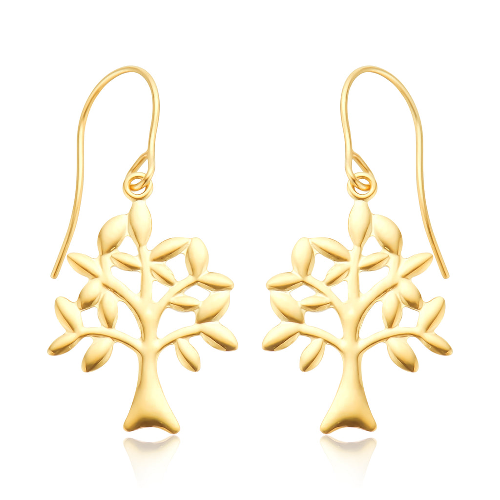 9ct Yellow Gold Tree Drop Earrings