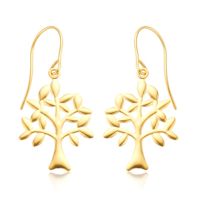9ct Yellow Gold Tree Drop Earrings