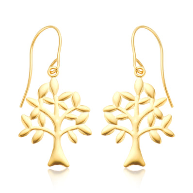 9ct Yellow Gold Tree Drop Earrings