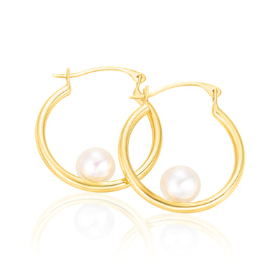 9ct Yellow Gold Round Cut 5mm Fresh Water Pearl Earrings