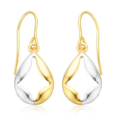 9ct Two Tone Drop Earrings
