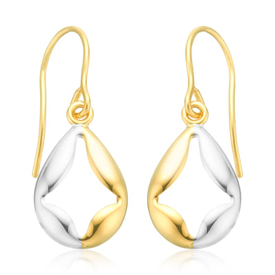 9ct Two Tone Drop Earrings