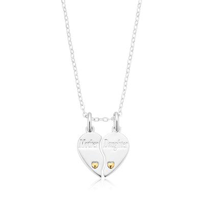 Sterling Silver Mother & Daughter Spilt Gold Plated Pendant