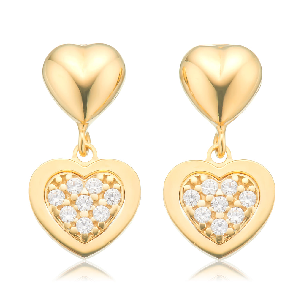 9ct Yellow Gold Silver Filled Wheat Cubic Zirconia Drop Earrings