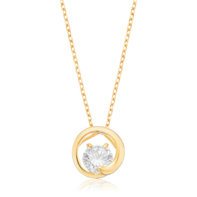 9ct Yellow Gold Silver Filled Round What Float Cubic Zirconia Chain