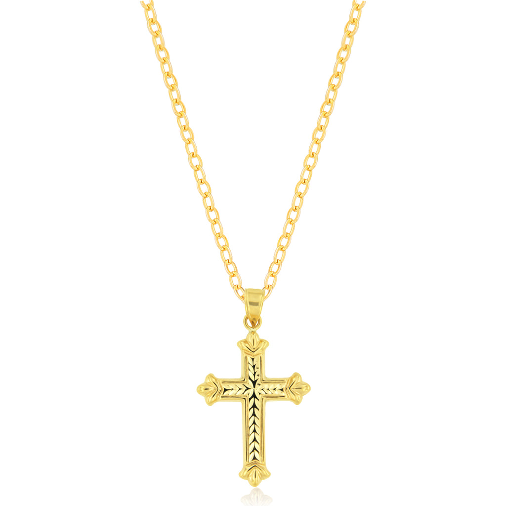 9ct Yellow Plated Filled with Silver Pattern Cross Pendant