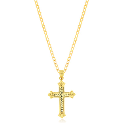 9ct Yellow Plated Filled with Silver Pattern Cross Pendant
